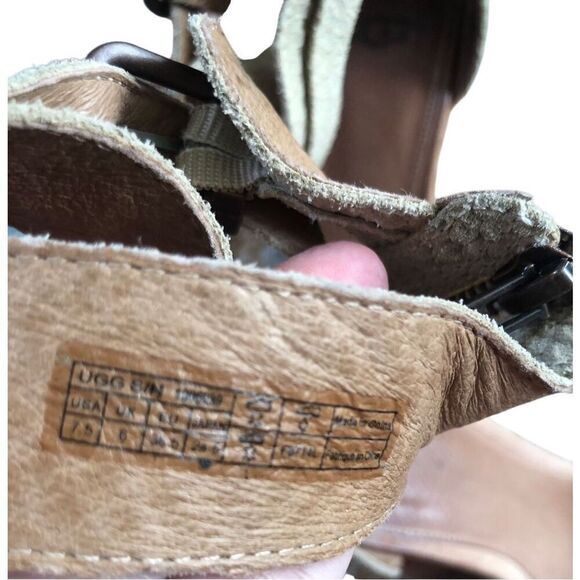 Ugg Char Mar Pearl suede tan Ankle wedge tan sandal size 7.5 - Picture 8 of 8